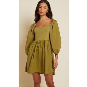 NATION LTD | Heddie Combo Babydoll Dress in Lichen Green, Size Small